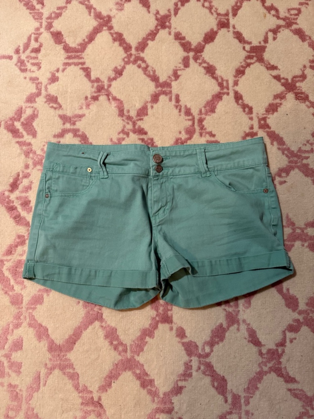Women's Mint Green Casual Cuffed Shorts